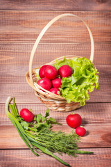 Fototapeta na wymiar basket of radishes