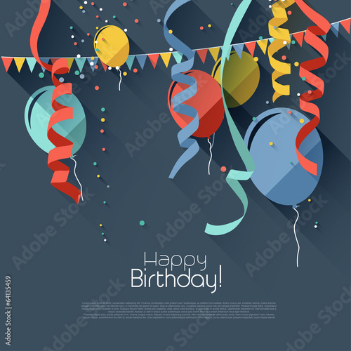 "Modern birthday background in flat design style" Stock image and