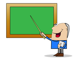 man a teacher shows on a school board a pointer