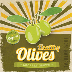 Vintage Olive label poster vector illustration