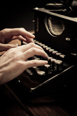 Vintage old typewriter, selective focus