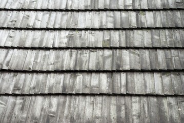 Old wooden shingled roof texture