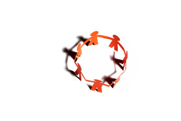 Fototapeta premium Paper team linked together partnership concept