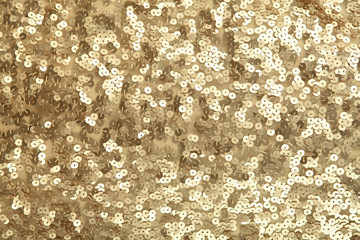 Golden sequins - sparkling sequined textile - obrazy, fototapety, plakaty