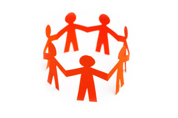 Paper team linked together partnership concept