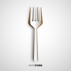 Papercut fork, Vector restaurant card menu design
