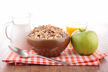 bowl of muesli and milk