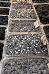 Variety of  Liquorice candies on italian market