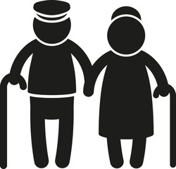 Piktogramm Rentnerpaar mit Stock