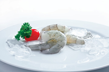 shrimp fresh seafood on white background