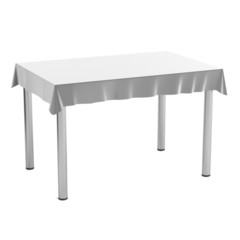 realistic 3d render of table with tablecloth