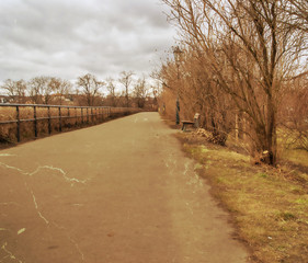 Fototapeta premium Path in the park, photo stylized antique postcard