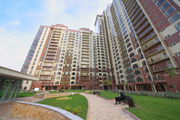 Landscaped area of the apartment complex