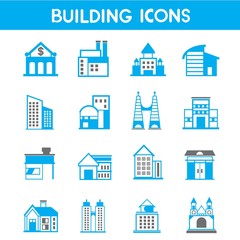 Obraz premium building icons, map elements blue icons