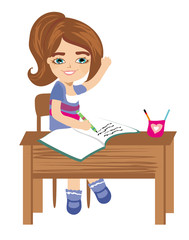 Pupil knows the answer and puts her hand up