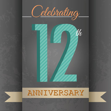12th Anniversary poster/template design in retro style-Vector