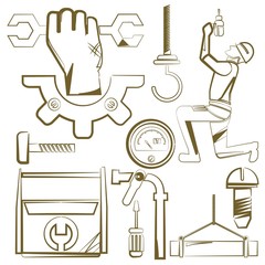 Obraz premium engineering icons, mechanical tools