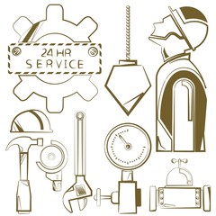 Obraz premium engineering icons, mechanical tools