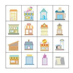 building icons set, map elements