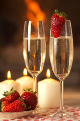 Champagne and strawberries.