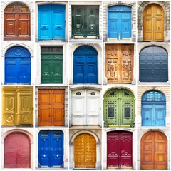 Foto op Plexiglas Oude deur oude deuren collage