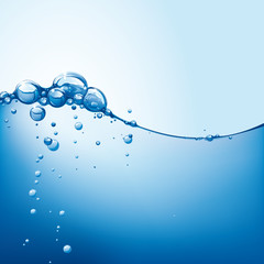 Water Wave Background With Bubbles