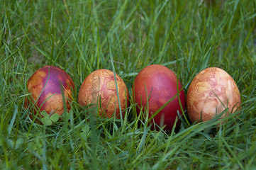 The row of Easter eggs