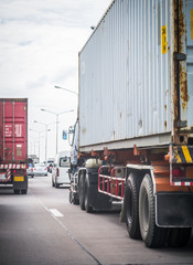 Truck with container on the road