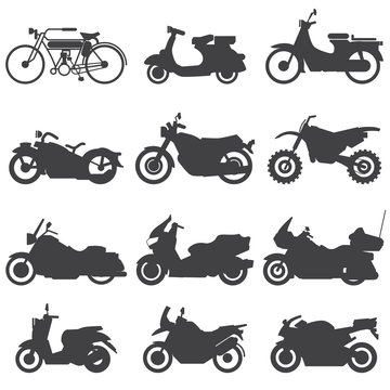 Motorcycle Icons set. Vector Illustration.