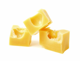 Piece of cheese isolated on a white background
