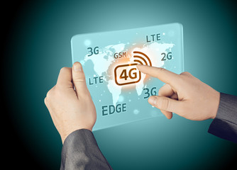 Businessman pushing 4g