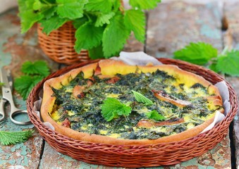 homemade nettle quiche