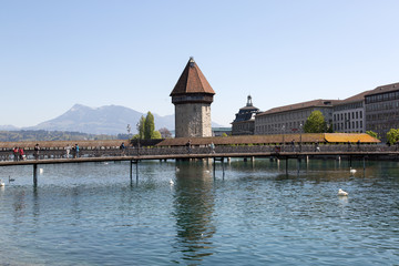 Lucerne with Water tower and chapel bridge