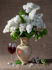 Blooming branches of lilac in vase