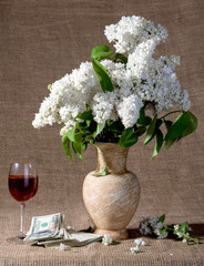 Blooming branches of lilac in vase