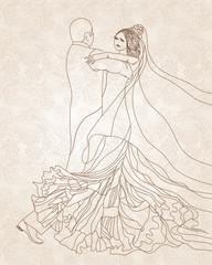 Wedding background with bride and groom. EPS10