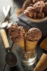 Homemade Dark Chocolate Ice Cream Cone
