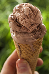 Homemade Dark Chocolate Ice Cream Cone