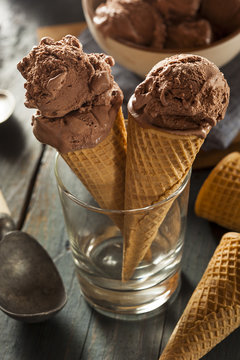 Homemade Dark Chocolate Ice Cream Cone