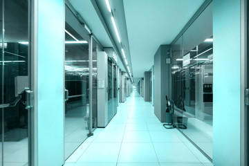data center corridor, technology concept