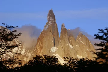 Crédence de cuisine en verre imprimé Cerro Torre Torres del Paine with setting sun
