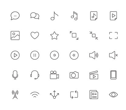 Stroke media icon set