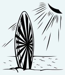 Surfboard on a beach