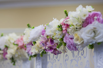 Wedding flowers decoration in the restaurant