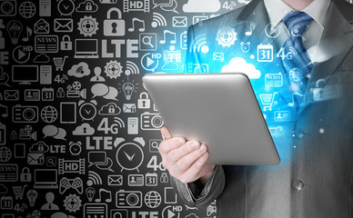 Business man using tablet PC