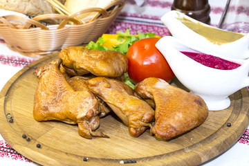chicken wings on the table in a restaurant