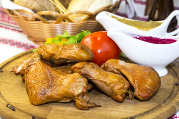 chicken wings on the table in a restaurant