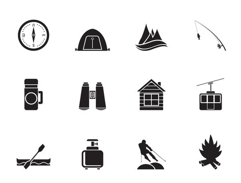 Silhouette travel, Tourism, vacation and mountain objects