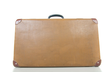 vintage suitcase isolated on white.