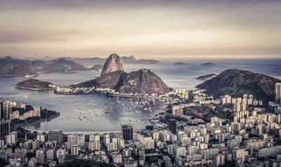 Papier Peint photo autocollant Copacabana, Rio de Janeiro, Brésil Vue panoramique aérienne de Rio de Janeiro, Brésil